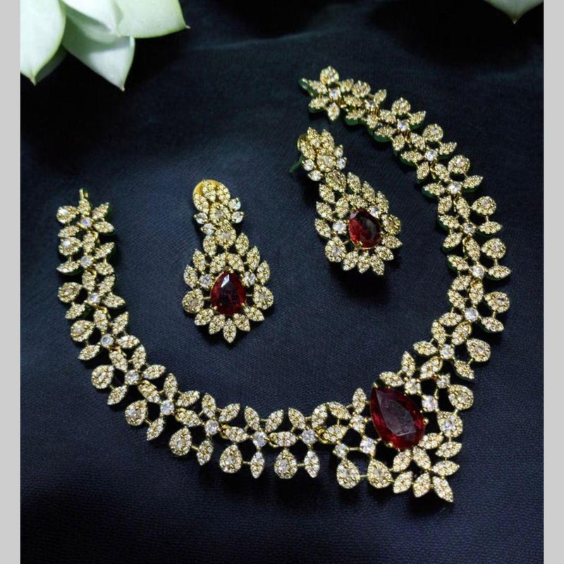 Sona Creation Gold Plated AD Stone Necklace Set