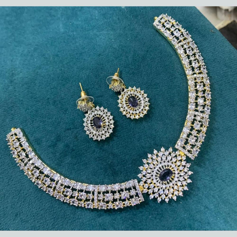 Sona Creation Gold Plated AD Stone Necklace Set