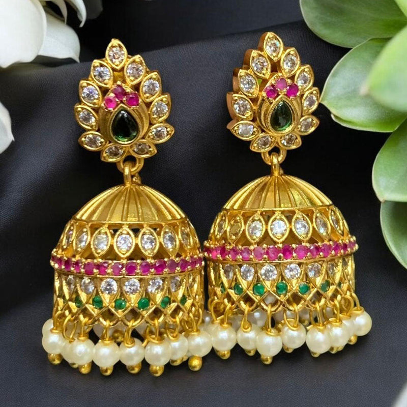 Sona Creation Gold Plated Austrian Stone Jhumki Earrings