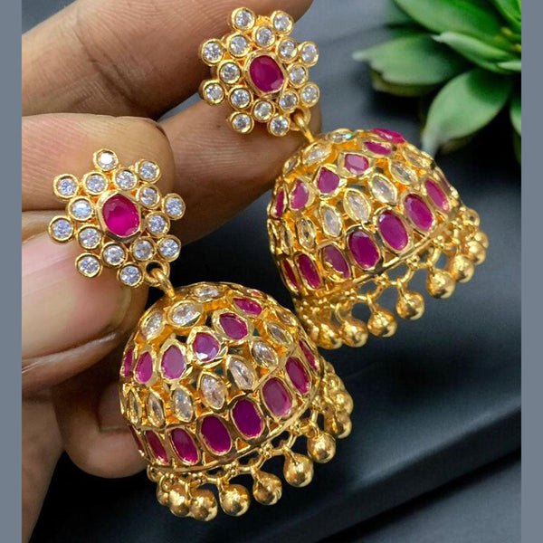 Sona Creation Gold Plated Austrian Stone Jhumki Earrings