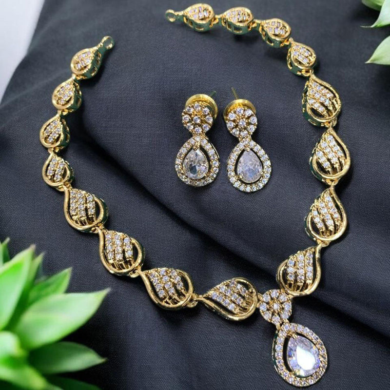 Sona Creation Gold Plated AD Stone Necklace Set