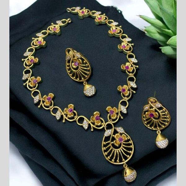 Sona Creation Gold Plated AD Stone Necklace Set