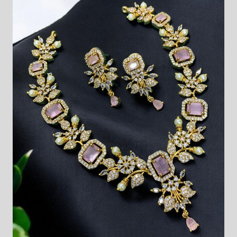 Sona Creation Gold Plated AD Stone Necklace Set