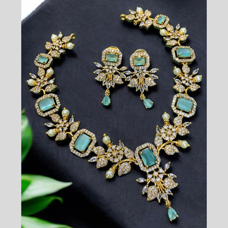 Sona Creation Gold Plated AD Stone Necklace Set