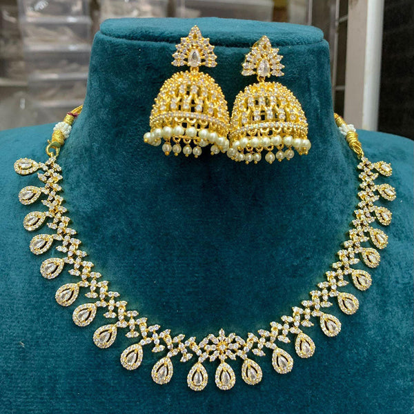 Sona Creation Gold Plated AD Stone Necklace Set