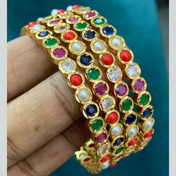 Sona Creation Gold Plated Pota Stone Bangle Set