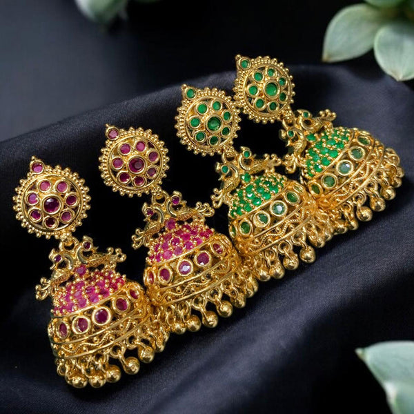 Sona Creation Gold Plated Austrian Stone Jhumki Earrings