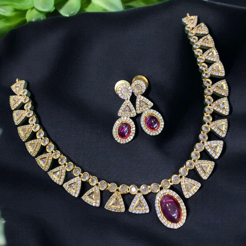 Sona Creation Gold Plated AD Stone Necklace Set