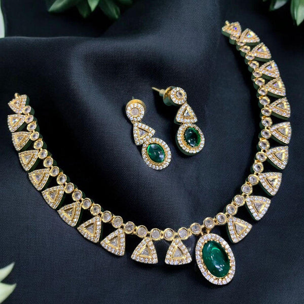 Sona Creation Gold Plated AD Stone Necklace Set