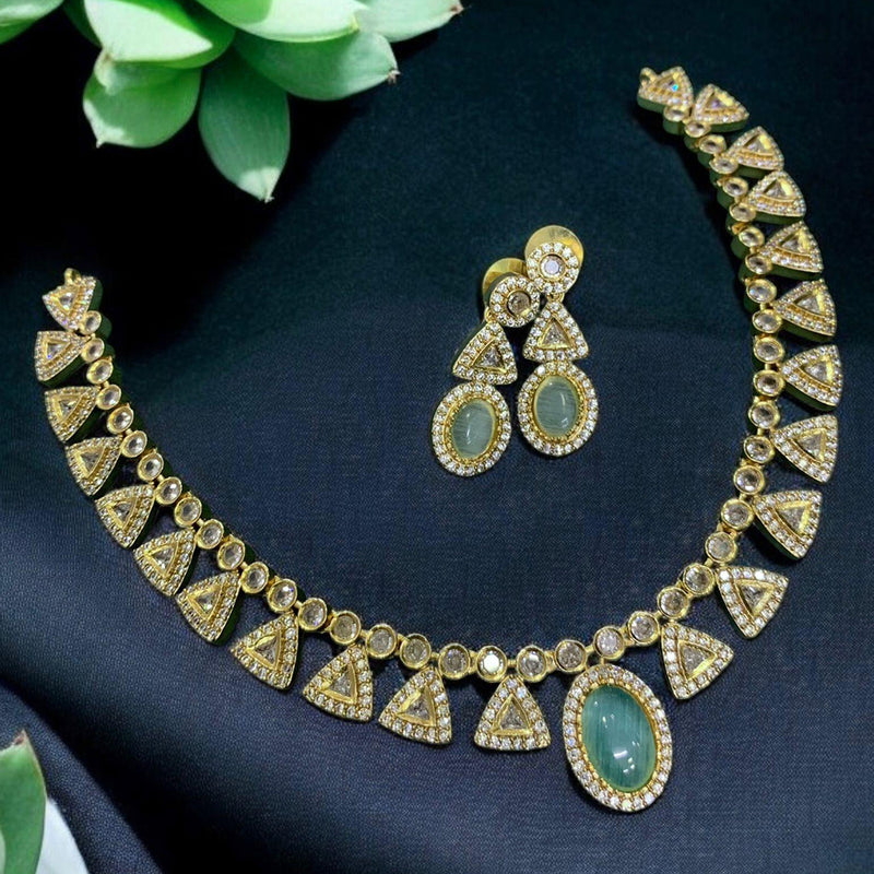 Sona Creation Gold Plated AD Stone Necklace Set