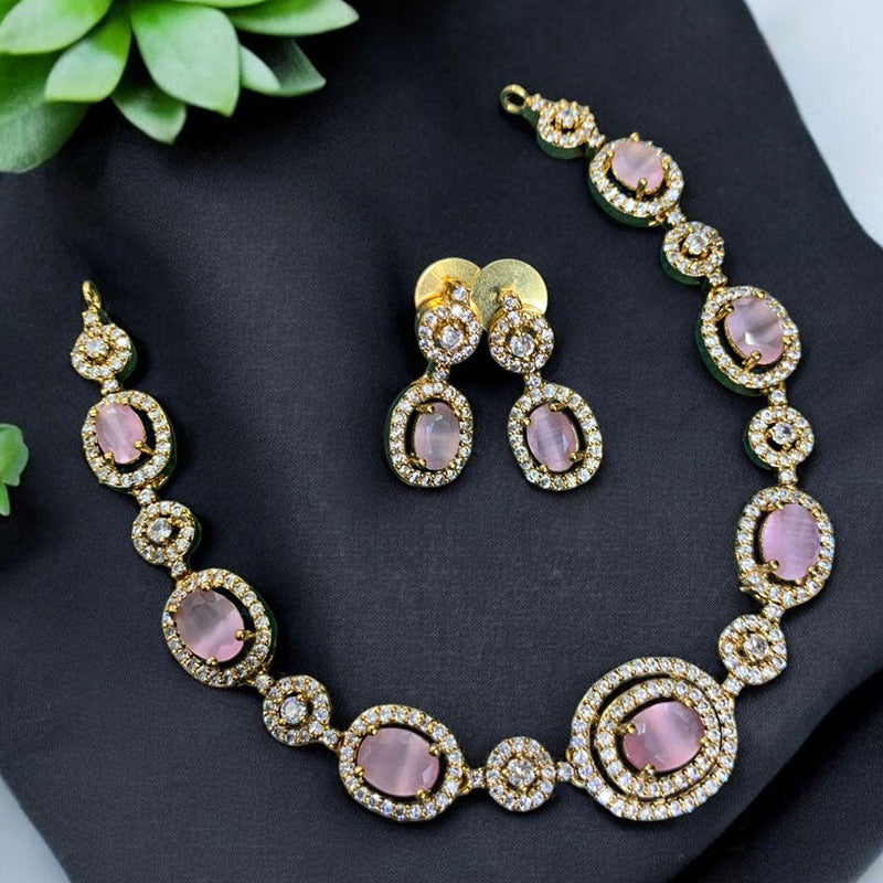 Sona Creation Gold Plated Austrian Stone Necklace Set