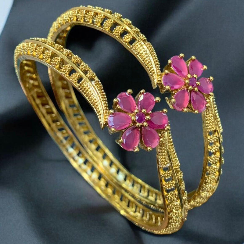 Sona Creation Gold Plated Crystal Stone Kada Set