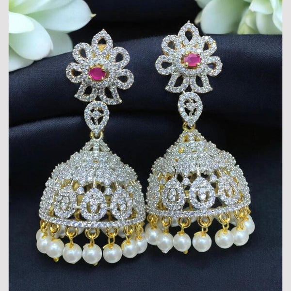 Sona Creation Gold Plated American Diamonds Jhumki Earrings