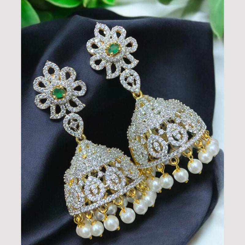 Sona Creation Gold Plated American Diamonds Jhumki Earrings