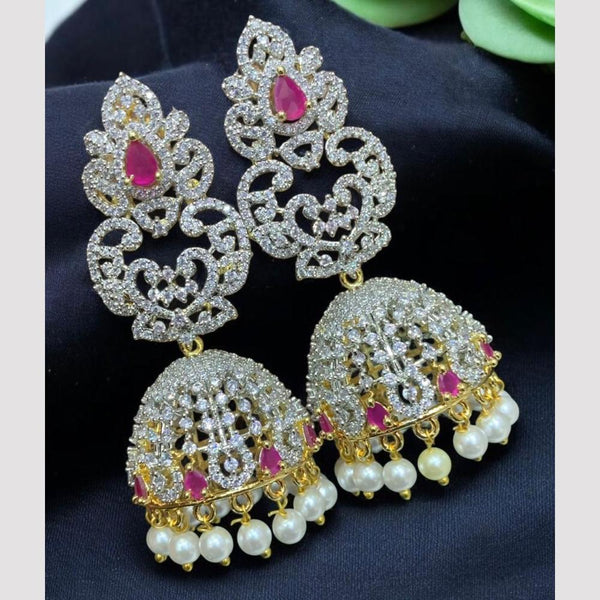 Sona Creation Gold Plated American Diamonds Jhumki Earrings