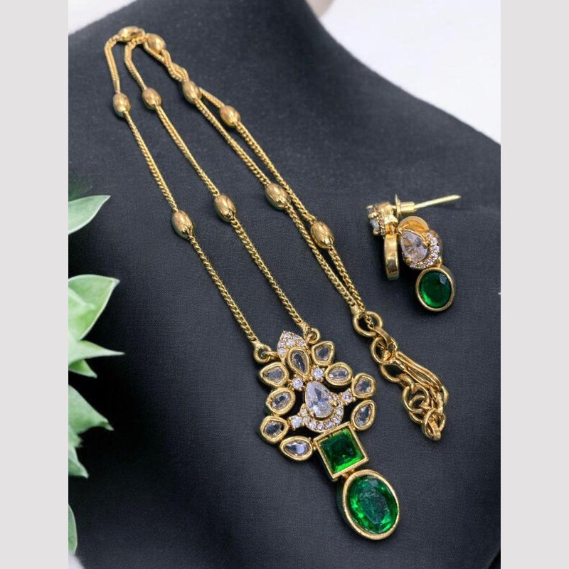 Sona Creation Gold Plated Crystal Stone Long Necklace Set