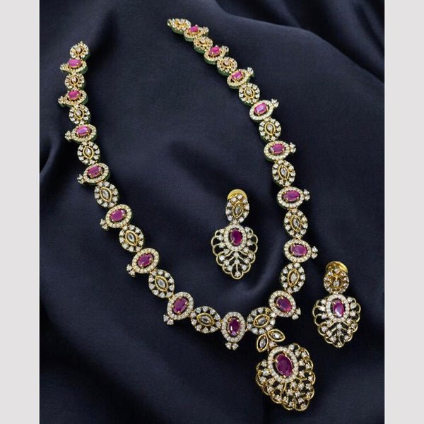 Sona Creation Gold Plated Pota Stone And Austrian Stone Necklace set