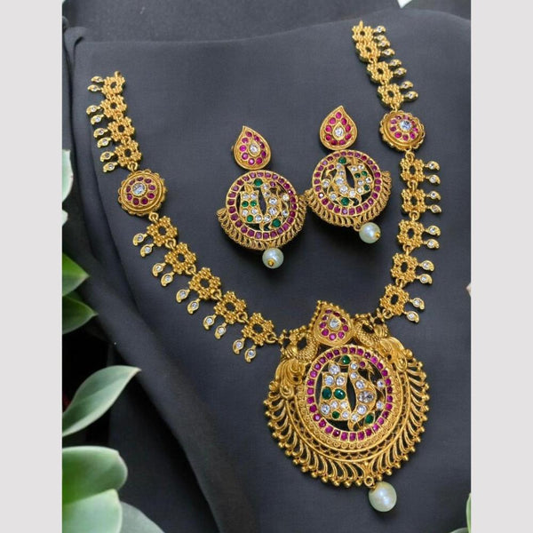 Sona Creation Gold Plated Pota Stone And Austrian Stone Necklace set