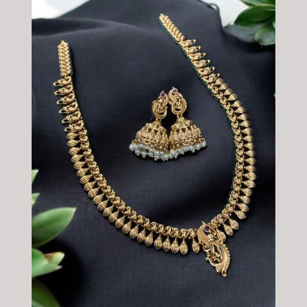 Sona Creation Gold Plated Pota Stone Necklace Set