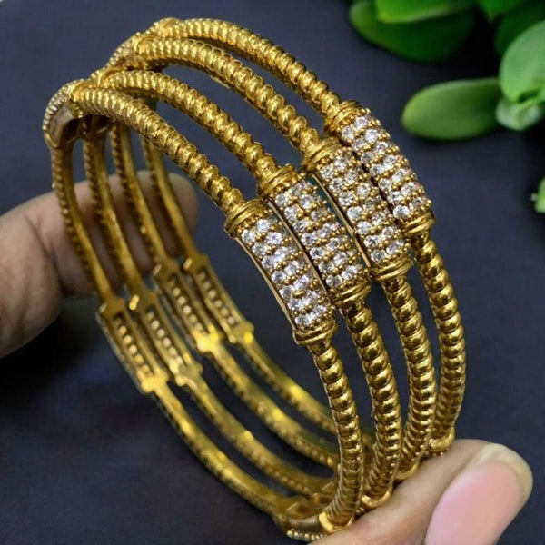 Sona Creation Gold Plated Pota Stone Bangle Set