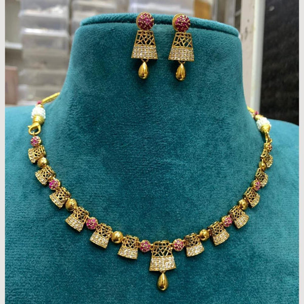 Sona Creation Gold Plated Austrian Stone Necklace Set