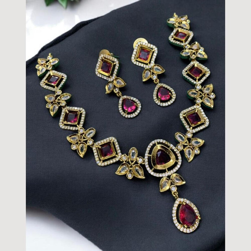 Sona Creation Gold Plated Crystal And Austrian Stone Necklace Set