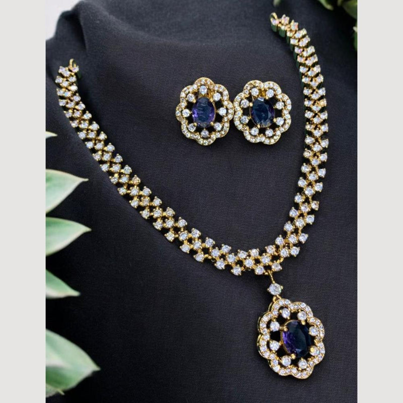 Sona Creation Gold Plated Crystal And Austrian Stone Necklace Set