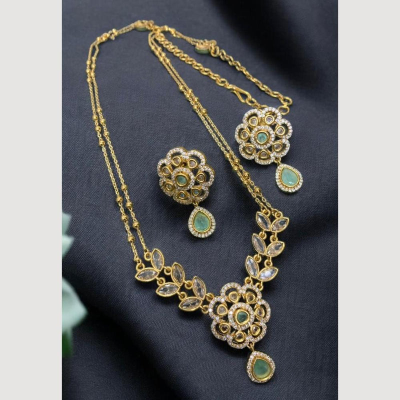 Sona Creation Gold Plated Crystal Stone Long Necklace Set