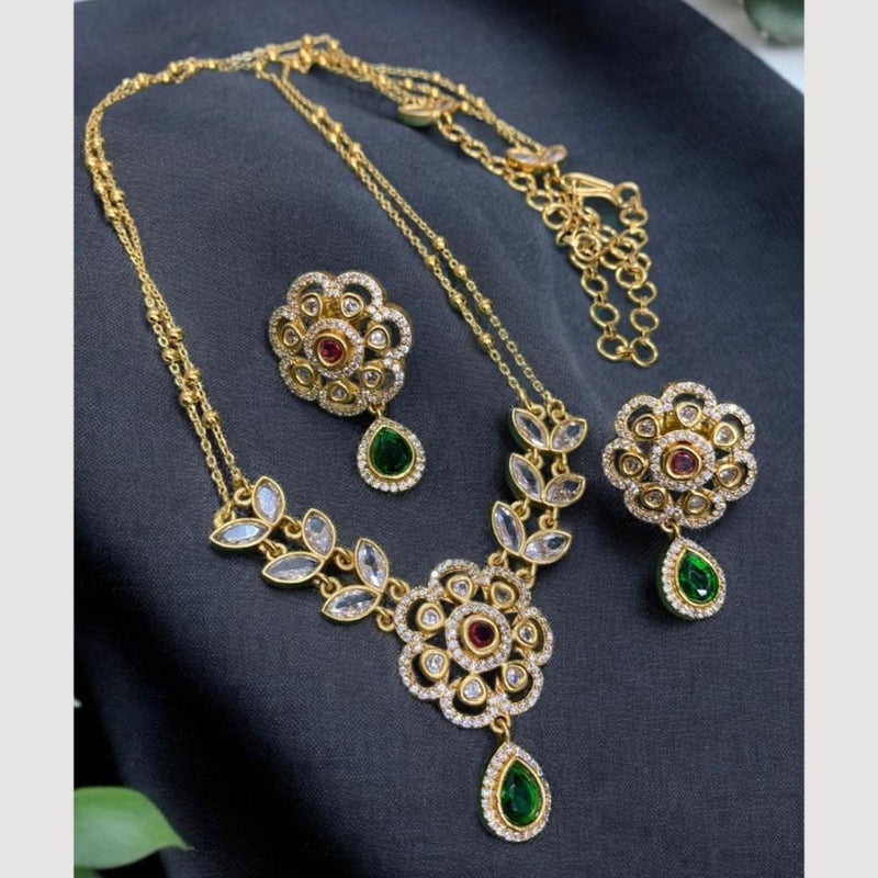 Sona Creation Gold Plated Crystal Stone Long Necklace Set