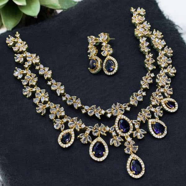 Sona Creation Gold Plated Crystal Stone Necklace Set