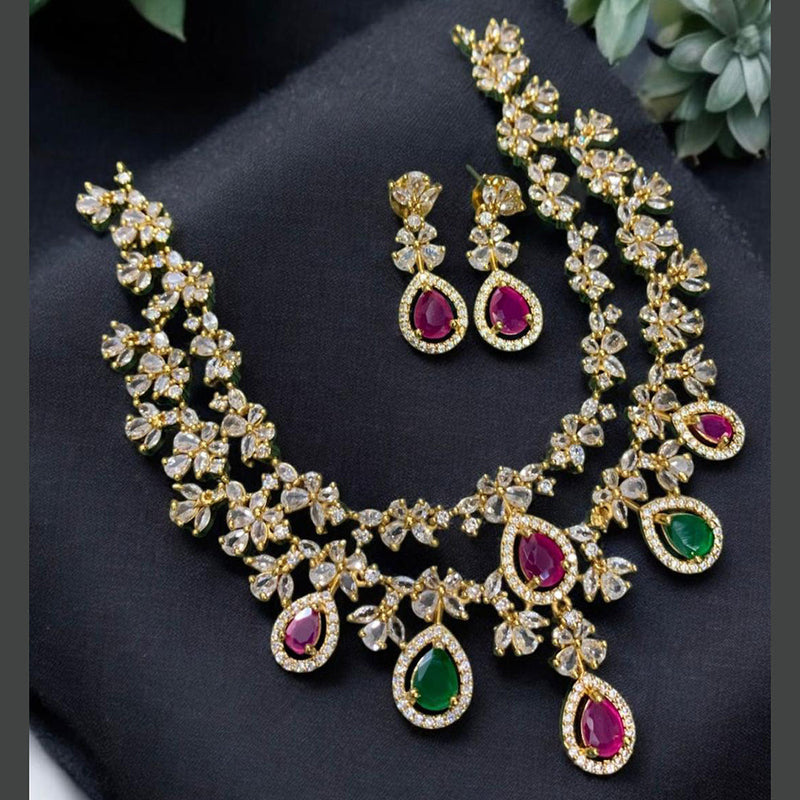 Sona Creation Gold Plated Crystal Stone Necklace Set