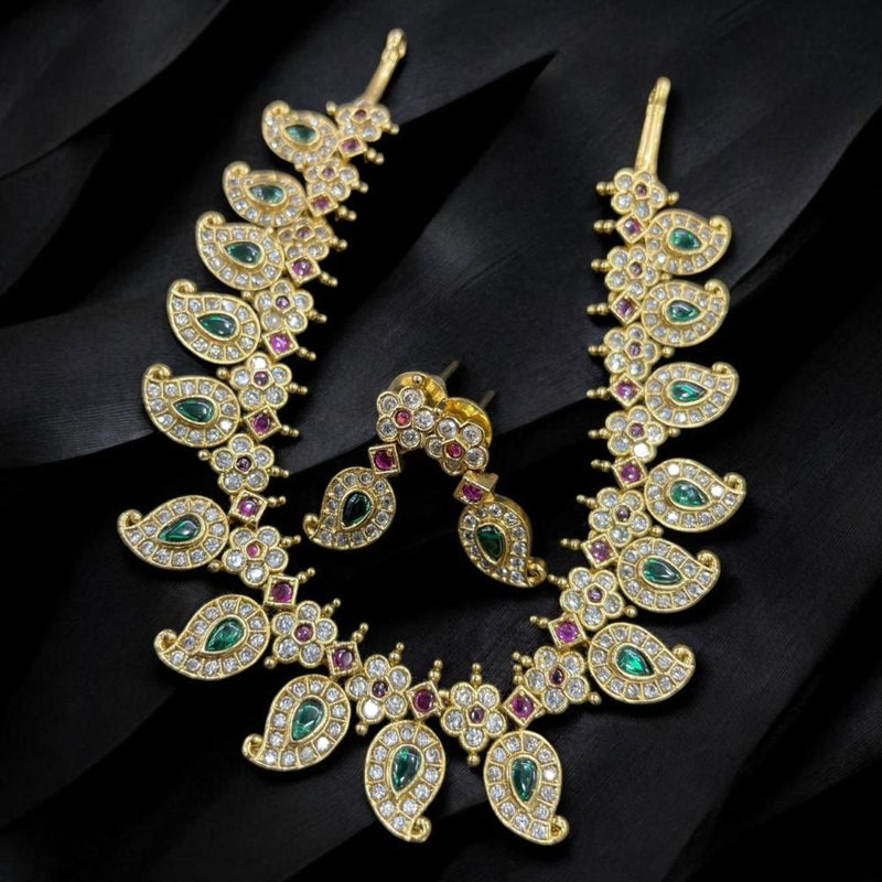 Sona Creation Gold Plated Crystal Stone Necklace Set