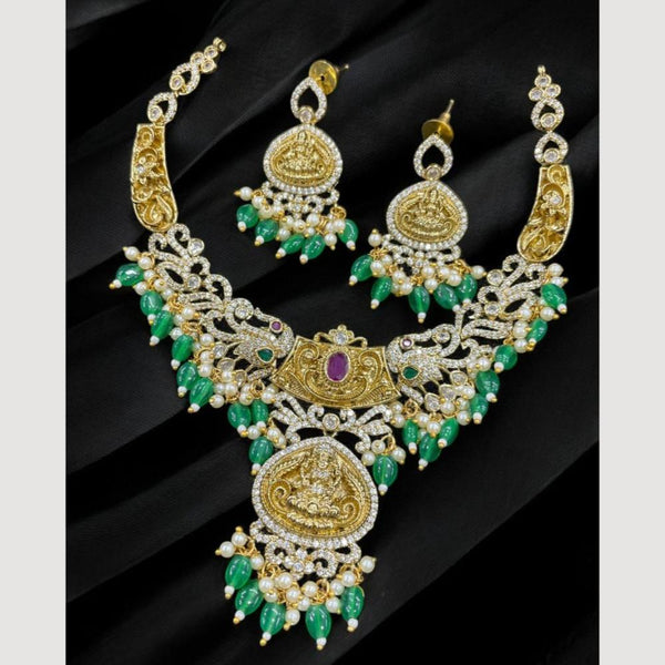 Sona Creation Gold Plated Austrian Stone And Beads Temple Necklace Set