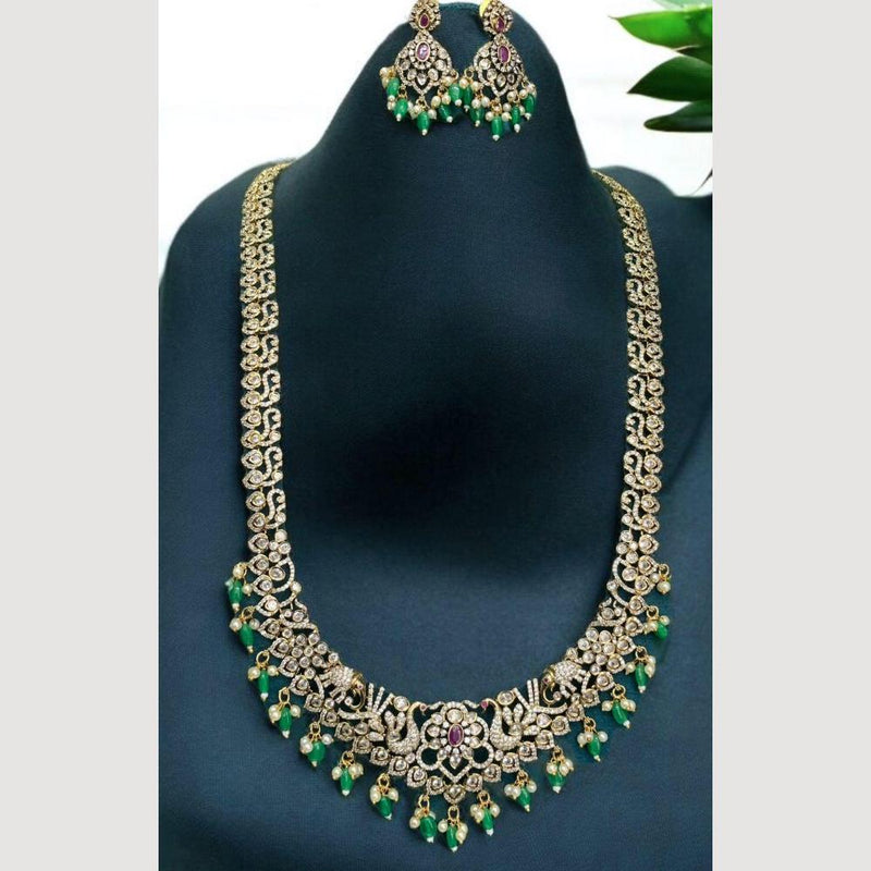 Sona Creation Gold Plated Austrian Stone And Beads Long Necklace Set