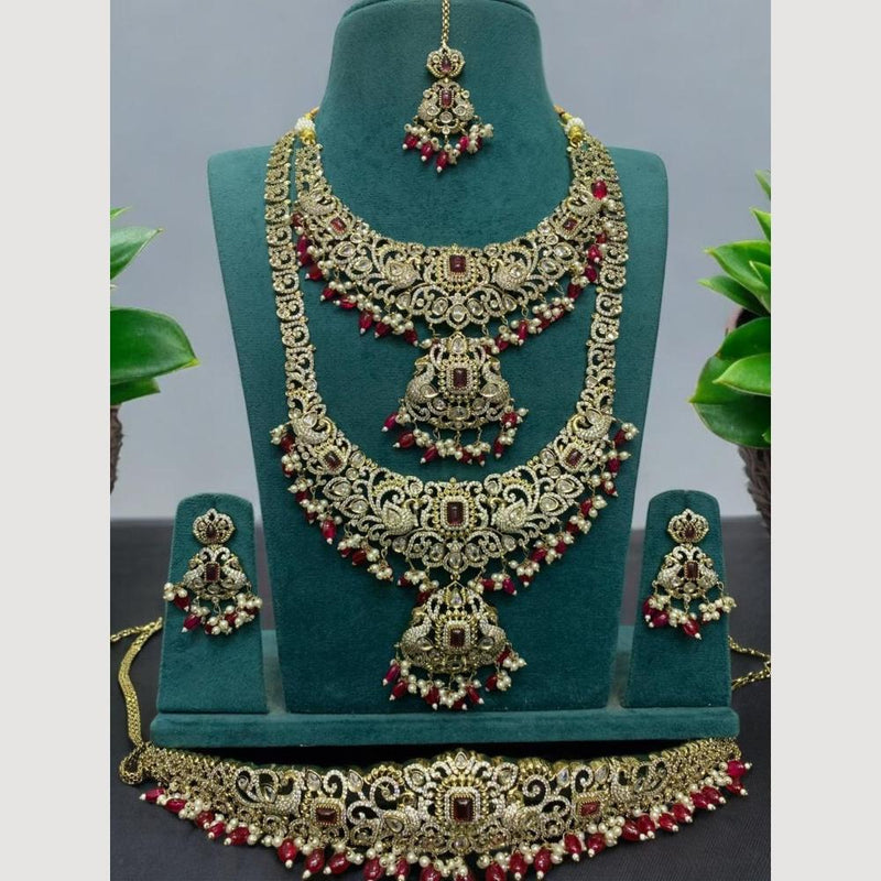 Sona Creation Gold Plated Austrian Stone And Beads Jewelry Combo Set