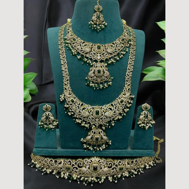 Sona Creation Gold Plated Austrian Stone And Beads Jewelry Combo Set