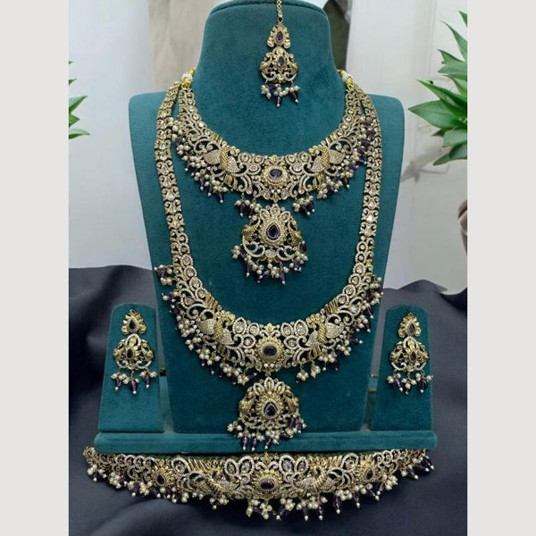 Sona Creation Gold Plated Austrian Stone And Beads Jewelry Combo Set