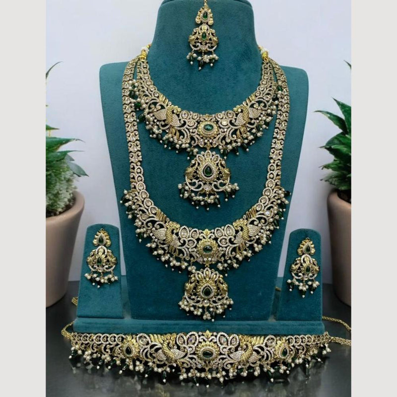 Sona Creation Gold Plated Austrian Stone And Beads Jewelry Combo Set