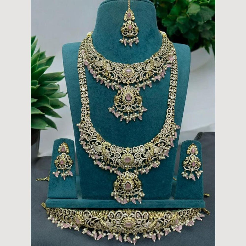 Sona Creation Gold Plated Austrian Stone And Beads Jewelry Combo Set