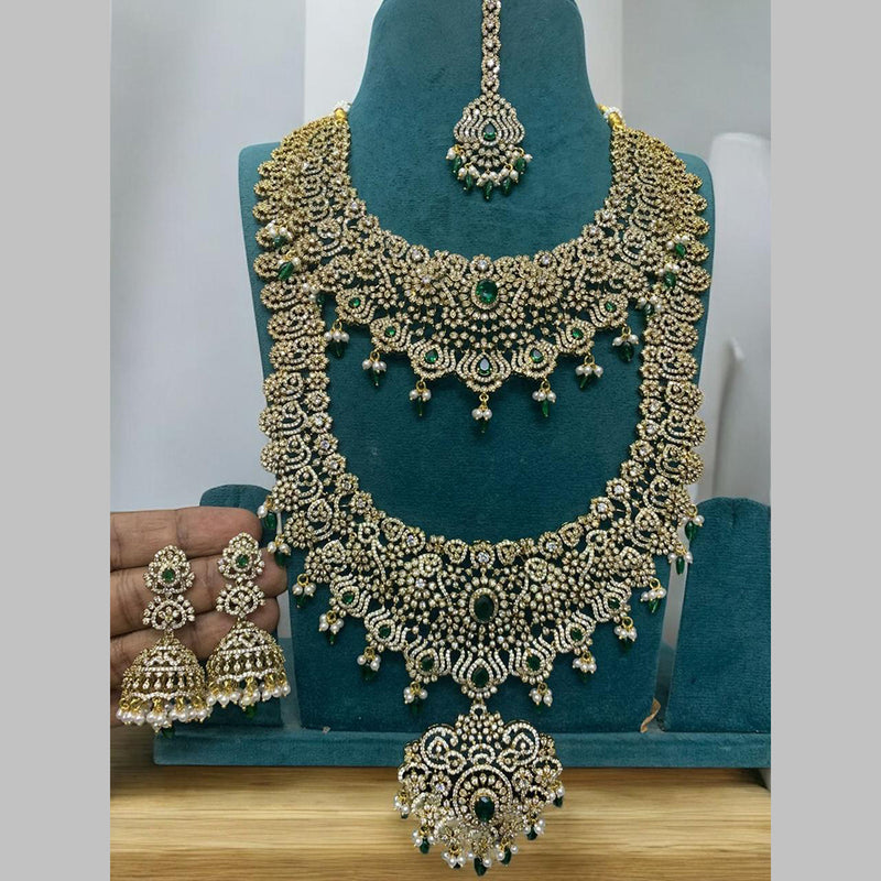 Sona Creation Gold Plated American Diamond Bridal Necklace Combo