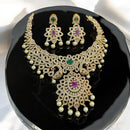 Sona Creation Gold Plated Austrian Stone And Pearls Necklace Set