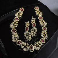 Sona Creation Gold Plated American Diamonds Necklace Set