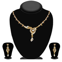 Urthn Gold Plated Elegant Austrian Stone Necklace set(Pack of 3)
