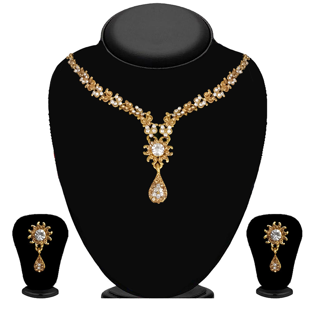 Urthn Gold Plated Elegant Austrian Stone Necklace set(Pack of 3)