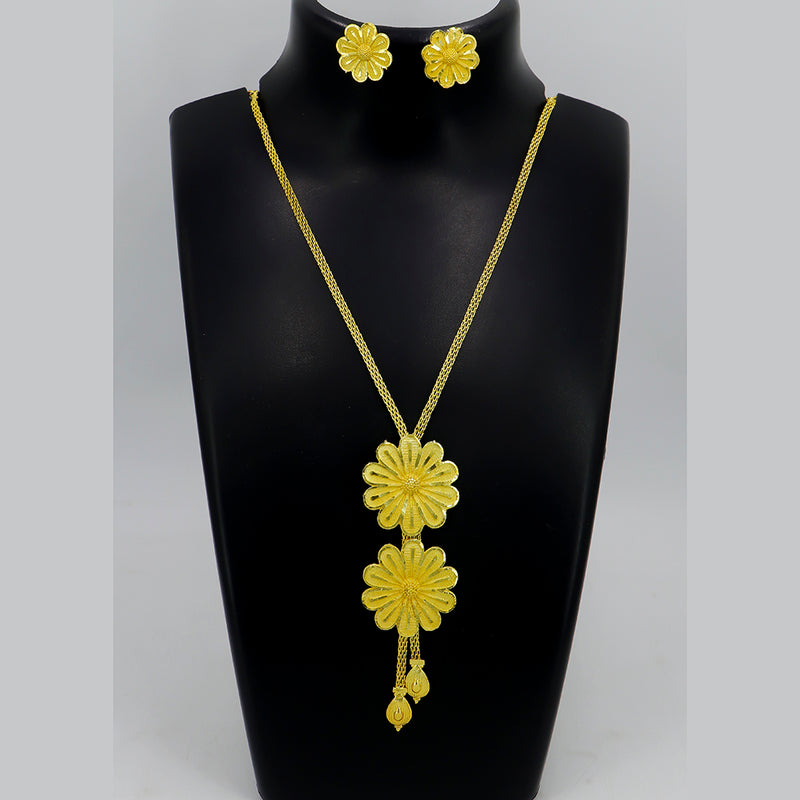 Mahavir Gold Plated Long Necklace Set