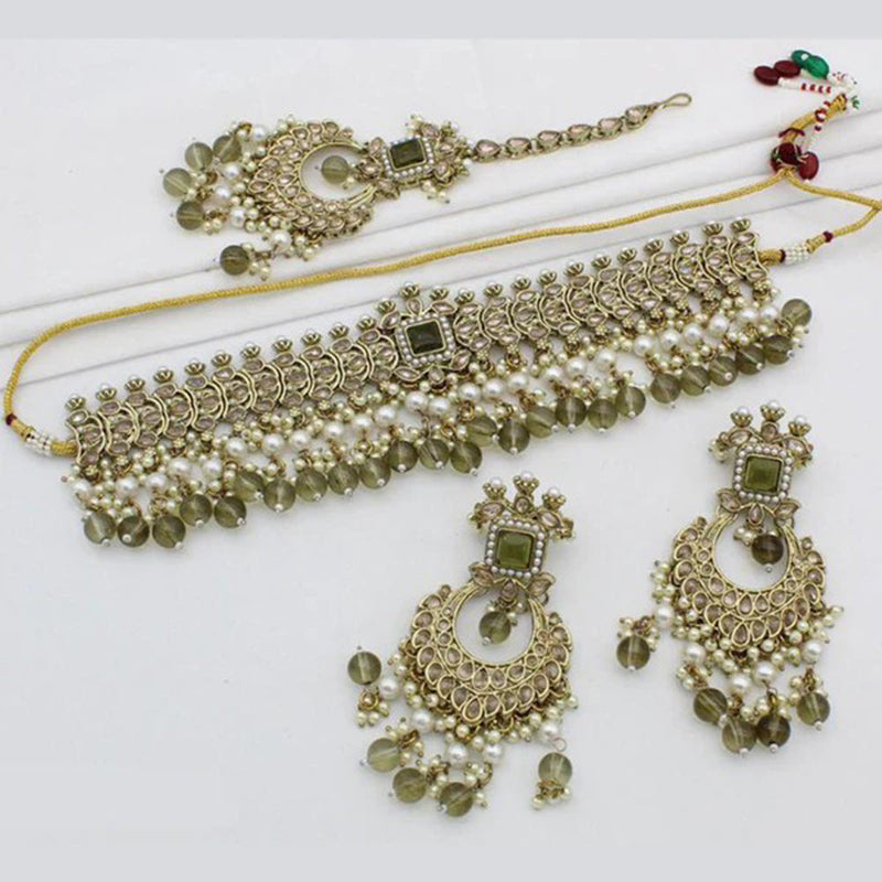 SNERA Gold Plated Crystal Stone Necklace Set