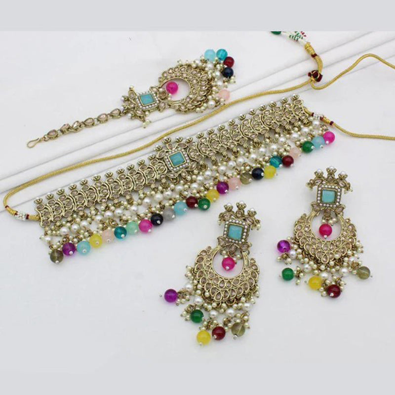 SNERA Gold Plated Crystal Stone Necklace Set