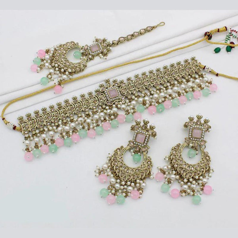 SNERA Gold Plated Crystal Stone Necklace Set