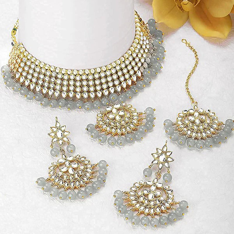 SNERA  Gold Plated  Kundan Stone And Beads Necklace Set