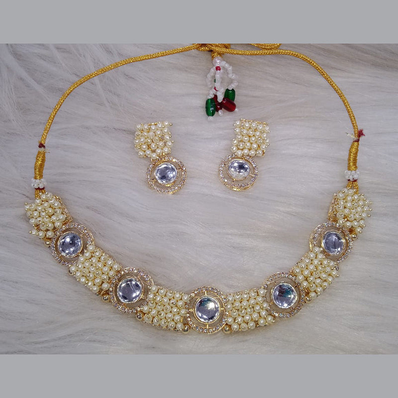 SNERA  Gold Plated Kundan Stone And Pearl Necklace Set